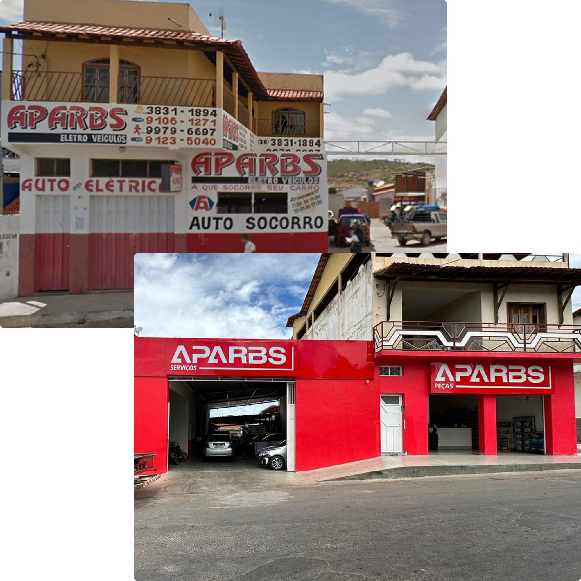 Fachada da oficina mecânica APARBS na cidade de Porteirinha MG